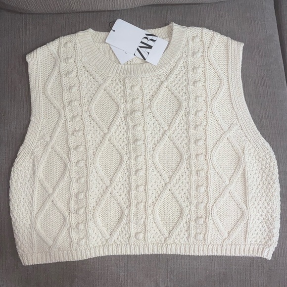 zara cropped cable knit top π€ - Picture 1 of 3